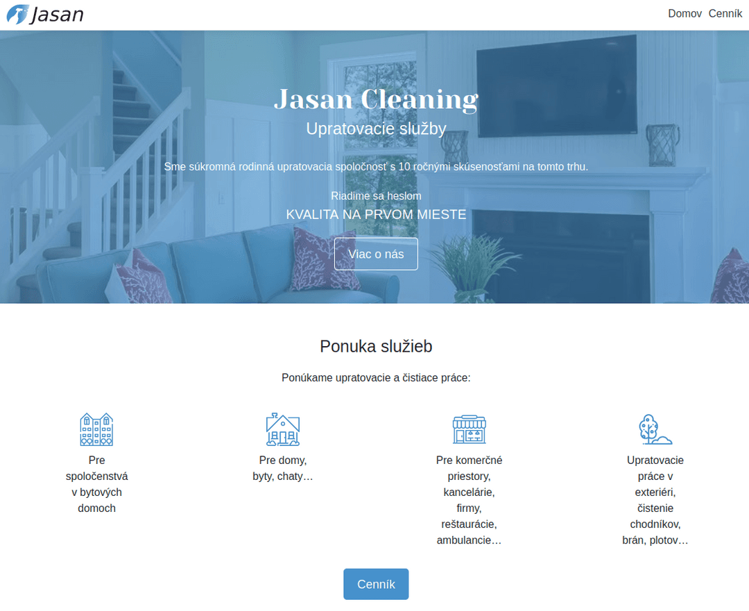Titulná stránka Jasan cleaning s. r. o.
